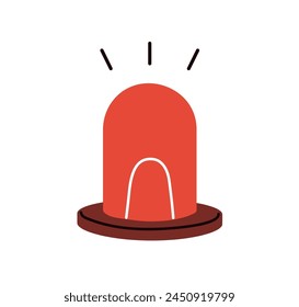 Emergency red alarm light, flashing siren. Alert icon. Attention, beware of danger, threat. Caution and urgency lamp beacon, warning bulb. Flat vector illustration isolated on white background