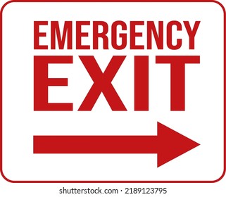 Emergency Red Exit Sign Right Arrow Stock Vector (Royalty Free ...