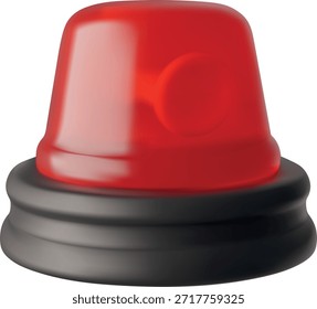 Emergency red flashing light 3D plastic style vector icon. Realistic police, firefighter and ambulance siren. Emergency services flashing signal light. Warning alert lamp. Danger sign