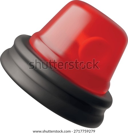 Emergency red flashing light 3D plastic style vector icon. Realistic police, firefighter and ambulance siren. Warning alert lamp. Emergency services flashing signal light. Danger sign