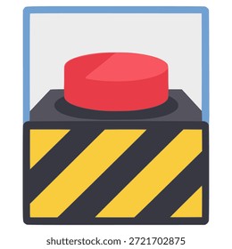 emergency red panic button alarm flat color vector illustration template design