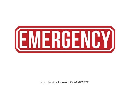 Emergency red rubber stamp on white background. Emergency Rubber Stamp.