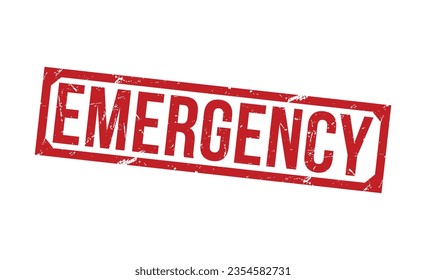 Emergency red rubber stamp on white background. Emergency Rubber Stamp.