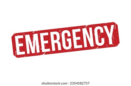 Emergency red rubber stamp on white background. Emergency Rubber Stamp.