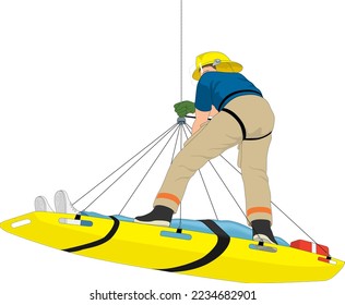 Emergency Rescue Airlift Vector Illustration