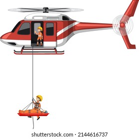 Emergency rescue team help people cartoon style illustration