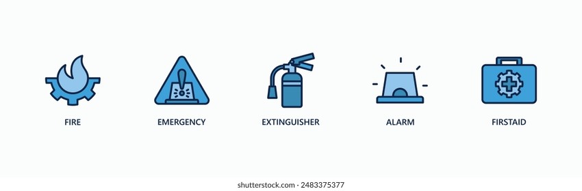 Emergency Response Banner Web Icon Vector Illustration Concept With Fire, Emergency, Extinguisher, Alarm, First Aid