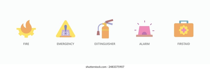 Emergency Response Banner Web Icon Vector Illustration Concept With Fire, Emergency, Extinguisher, Alarm, First Aid