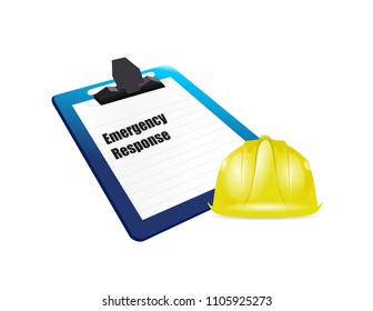 Emergency response clipboard Illustration. Vector Illustration. isolated over a white background