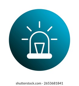 Símbolo de luz intermitente de respuesta de emergencia en un fondo redondo azul que transmite la comunicación de urgencia necesaria Alerta de seguridad