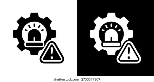 Colección de Vector del sistema del icono de la respuesta de emergencia aislada en blanco y negro