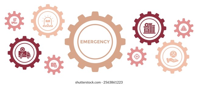 EMERGENCY RESPONSE AND SAFETY PROTOCOL Banner Featuring Medical Urgency, Ambulance, and Rescue Services Icons