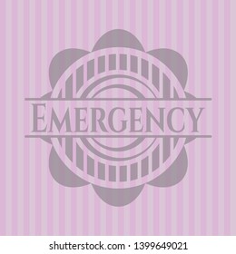 Emergency retro style pink emblem. Vector Illustration. Detailed.