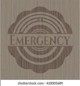 Emergency retro style wood emblem
