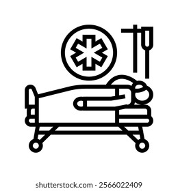 emergency room fracture injury line icon vector. emergency room fracture injury sign. isolated contour symbol black illustration