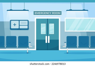 Emergency room . Hospital department scene . Flat design . Vector .