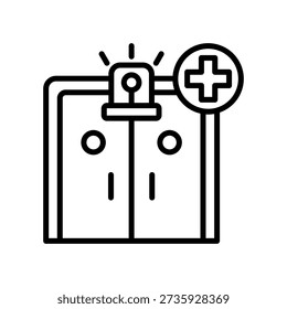 Ilustración vectorial de línea de icono de sala de emergencias