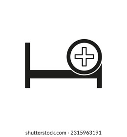 Emergency room logo. hospital bed icon. Vector illustration. Stock picture.