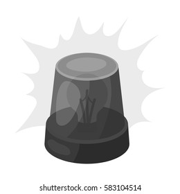 Emergency rotating beacon light icon in monochrome style isolated on white background. Police symbol stock vector illustration.