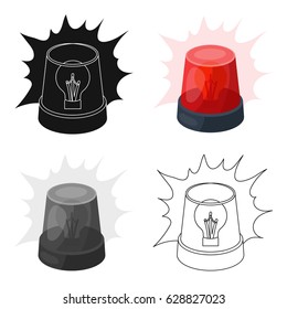 Emergency rotating beacon light icon in cartoon style isolated on white background. Police symbol stock vector illustration.