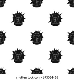 Emergency rotating beacon light icon in black style isolated on white background. Police symbol stock vector illustration.