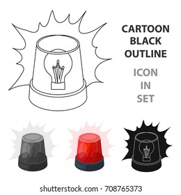 Emergency rotating beacon light icon in cartoon style isolated on white background. Police symbol stock vector illustration.