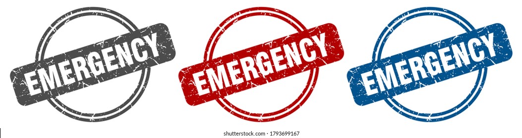 emergency round isolated label sign. emergency stamp