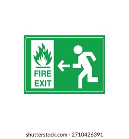 EMERGENCY [Running Man Left] Universal Exit Pictogram - Mandatory Escape Path to the Left Vector File