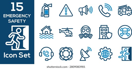 Emergency Safety and Disaster Response Icon Set Rescue Protection and Crisis Management Symbols