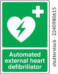 Emergency Safety Health Equipment Safe Condition  First Aid Signs Automated external heart defibrillator
