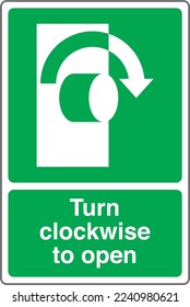Emergency Safety Health Equipment Safe Condition First Aid Signs Turn clockwise to open