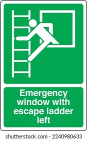 Emergency Safety Health Equipment Safe Condition  First Aid Signs Emergency window with escape ladder left
