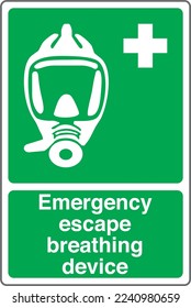 Emergency Safety Health Equipment Safe Condition First Aid Signs Emergency escape breathing device.