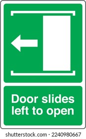 Emergency Safety Health Equipment Safe Condition First Aid Signs Door slides left to open.