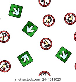 emergency safety security danger vector seamless pattern thin line illustration