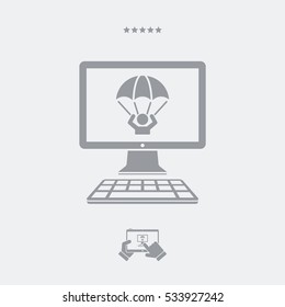 Emergency save by computer crash - Vector flat icon