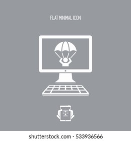 Emergency save by computer crash - Vector flat icon