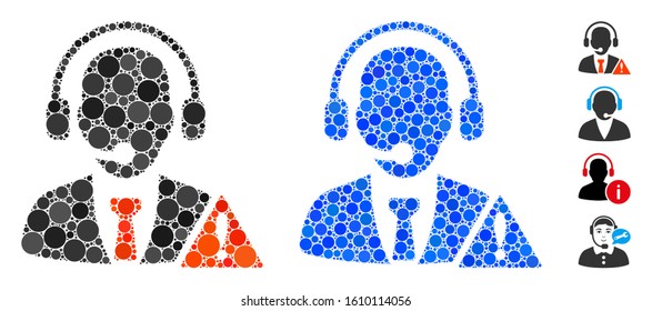 Emergency service composition of round dots in various sizes and color tints, based on emergency service icon. Vector round dots are organized into blue mosaic.