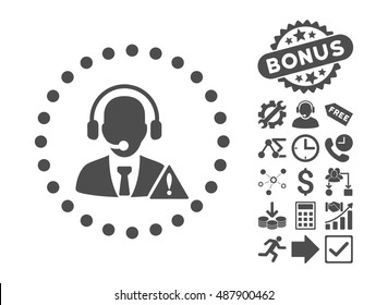 Emergency Service icon with bonus elements. Vector illustration style is flat iconic symbols, gray color, white background.
