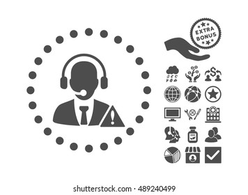 Emergency Service icon with bonus images. Vector illustration style is flat iconic symbols, gray color, white background.