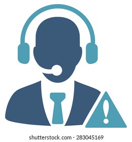 Emergency service icon from Business Bicolor Set. Vector style: bicolor flat symbol, cyan and blue colors, rounded angles, white background.