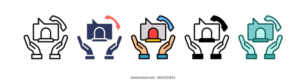 Emergency Service Icon Multiple Vector Illustration