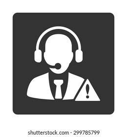 Emergency service icon. Vector style is white and gray colors, flat rounded square button on a white background.