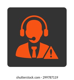 Emergency service icon. Vector style is orange and gray colors, flat rounded square button on a white background.
