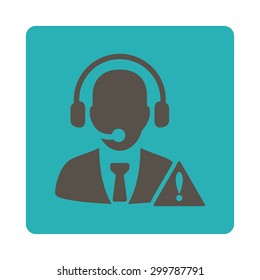 Emergency service icon. Vector style is grey and cyan colors, flat rounded square button on a white background.