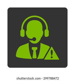 Emergency service icon. Vector style is eco green and gray colors, flat rounded square button on a white background.