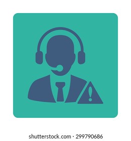 Emergency service icon. Vector style is cobalt and cyan colors, flat rounded square button on a white background.