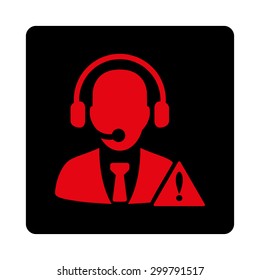 Emergency service icon. Vector style is intensive red and black colors, flat rounded square button on a white background.