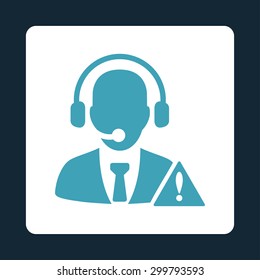 Emergency service icon. Vector style is blue and white colors, flat rounded square button on a dark blue background.