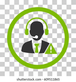 Emergency Service Operator icon. Vector illustration style is flat iconic bicolor symbol, eco green and gray colors, transparent background. Designed for web and software interfaces.